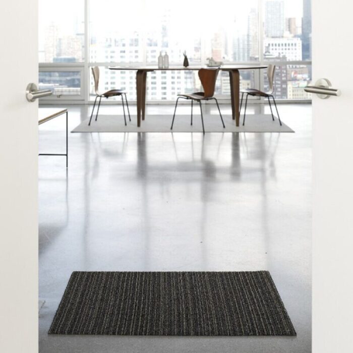 chilewich shag skinny stripe doormat steel 240923032421