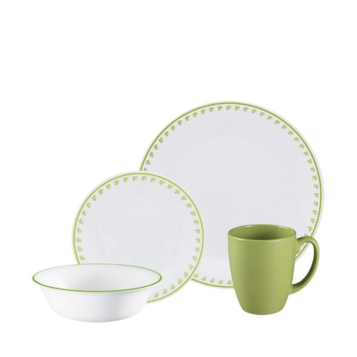 corelle 16pcs dinner set green clover 240916115134