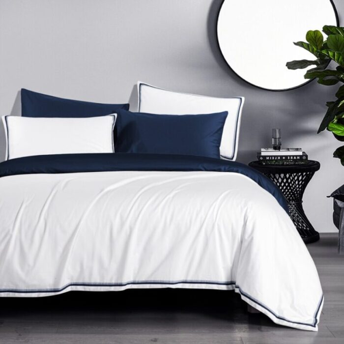 earl white and navy bedset 100 usa cotton 240515015235