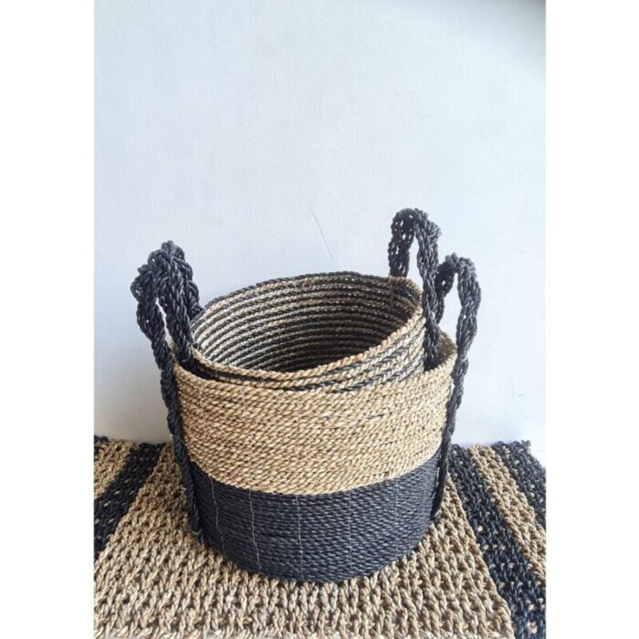 seagrass basket handle natural black large 240918033614