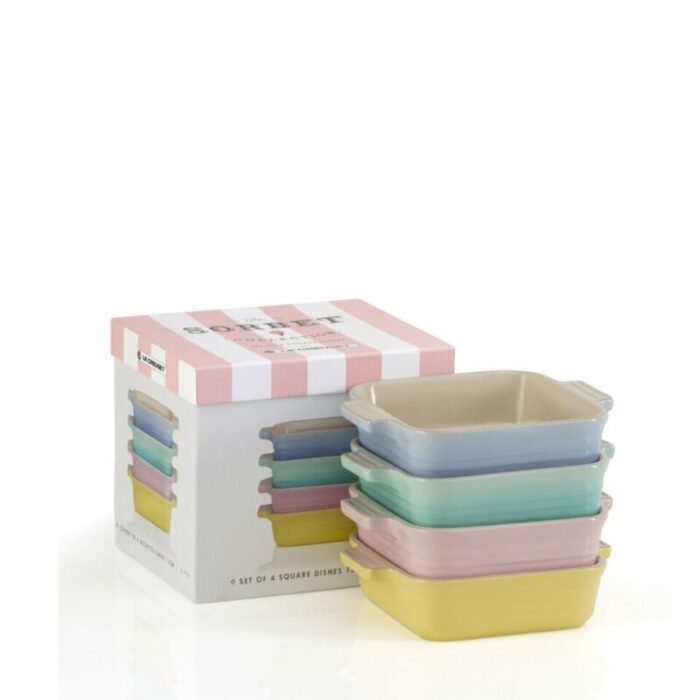 set of 4 square dish 13cm sorbet chiffon pink coastal blue cool mint mimosa 240901123827