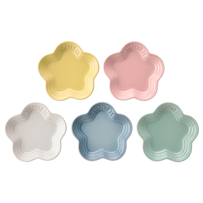 set of 5 mini flower plate bakery coastal blue peppermint blue chiffon pink elysees yellow white 240901123854