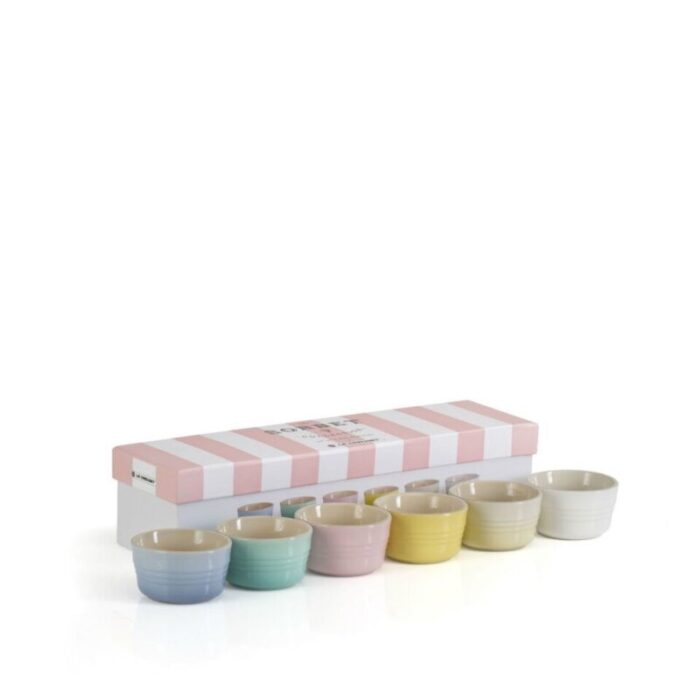 set of 6 mini ramekin sorbet chiffon pink cotton mimosa coastal blue dune cool mint 240901123827