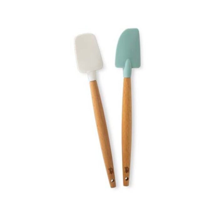 silicone small spatula set wood handle 2pcs 230725095319