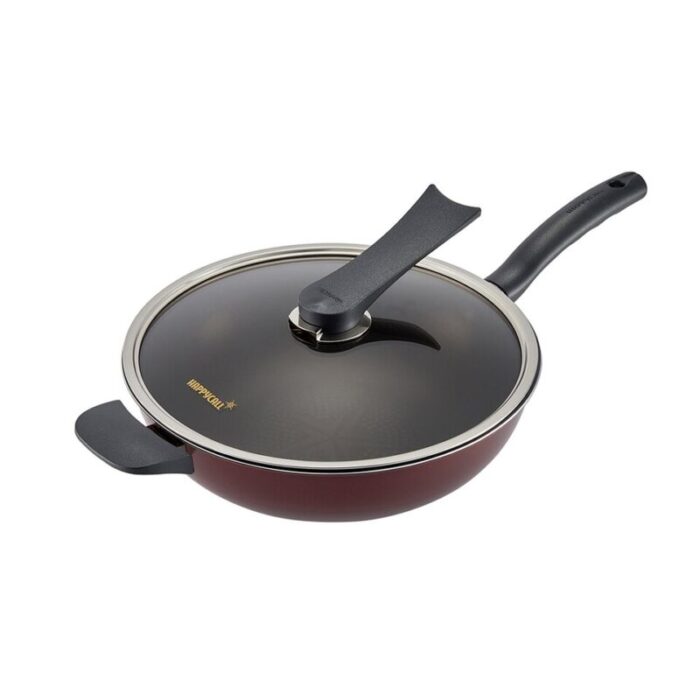 solaris diamond 30cm premium induction skillet wok pan with self standing glass lid 4900 0153 240724050336